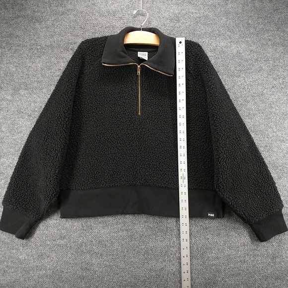 Victoria's Secret PINK Women's 1/2 Zip Fleece Pullover Black Large - Picture 11 of 13